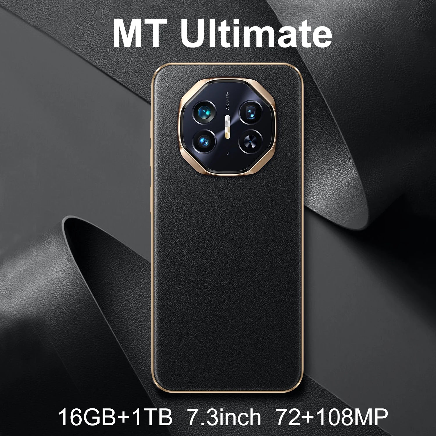 Factory 5G smartphone with 7.3 inch 2K display 16GB RAM 1TB storage and 8000mAh battery view from angle