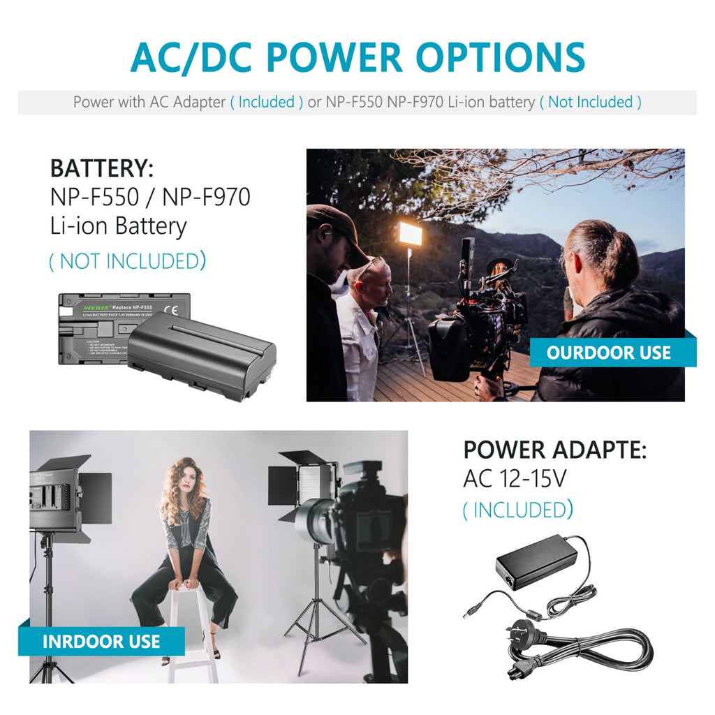 Bi-Color LED Video Light | 660 Bead Studio Panel for Content Creation Tidesmit