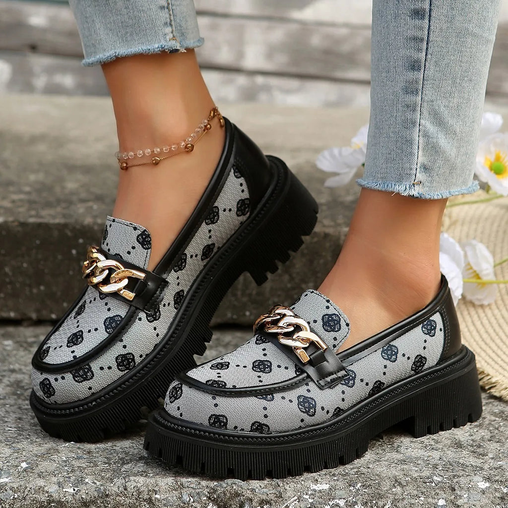 Fashionable Casual Shoes, Women's Thick Soled Shoes, Retro and Elegant French Loafers