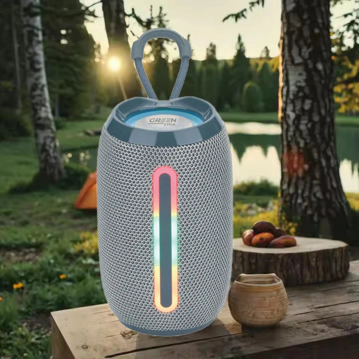 Bluetooth Speaker -Green-Lyca Small Portable Wireless for Bluetooth Desktop Subwoofer Active Desktop Speaker RGB LED Cylindrical Design Gift