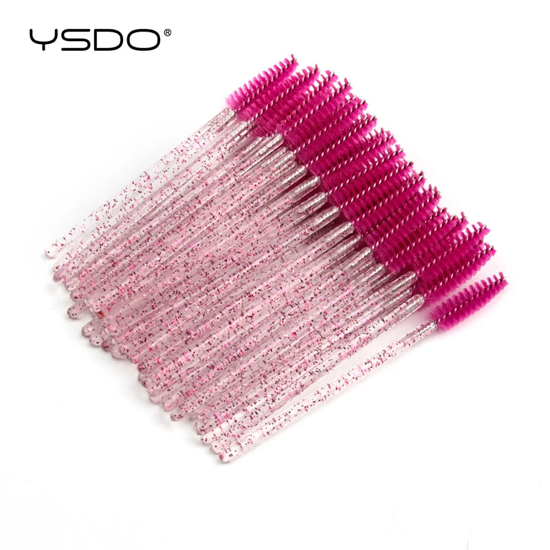 5/50 Pcs Eyelash Brushes False Eye Lashes Extension Tools Eyebrow Brush Mascara Wands Applicator Spoolers Lashes Cosmetic Tool False Eyelashes Crystal Rose Tidesmit