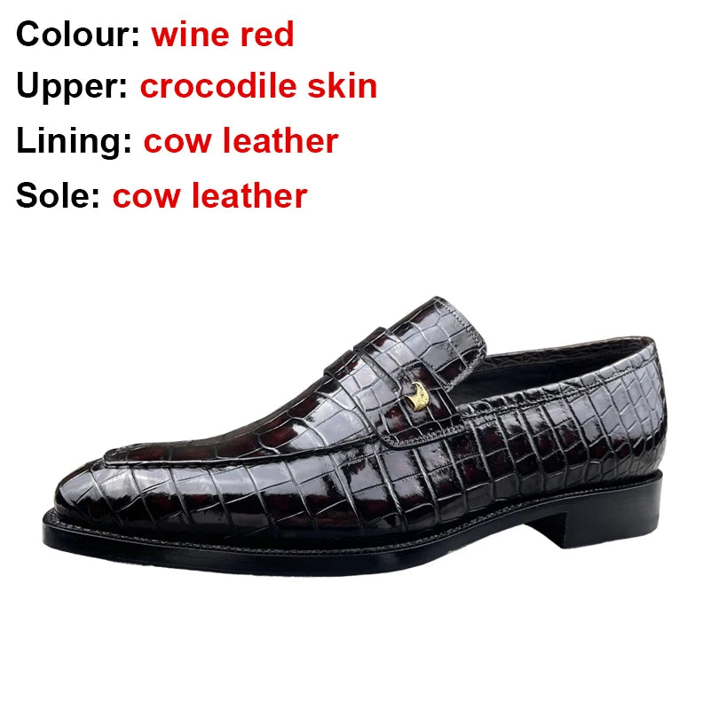 High-end Office Footwear Chaussures Hommes Slip-on Loafers Crocodile Leather Shoes Luxury Handmade Dress Shoes Men New Style