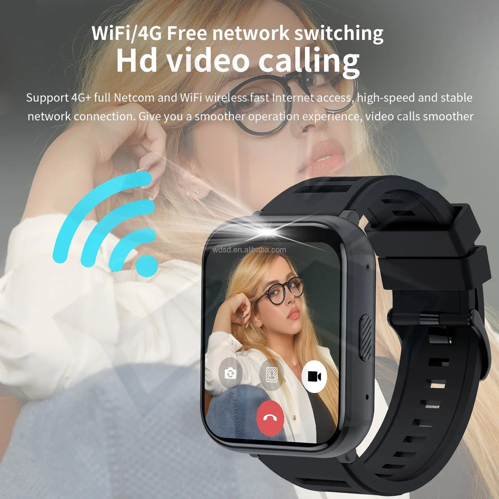 4g Smart Watch Fitness Clock Android Music with Camera Radio Metal Oem Ips Q668 Full Screen Sport Waterproof Mini Phone Black - Tidesmit