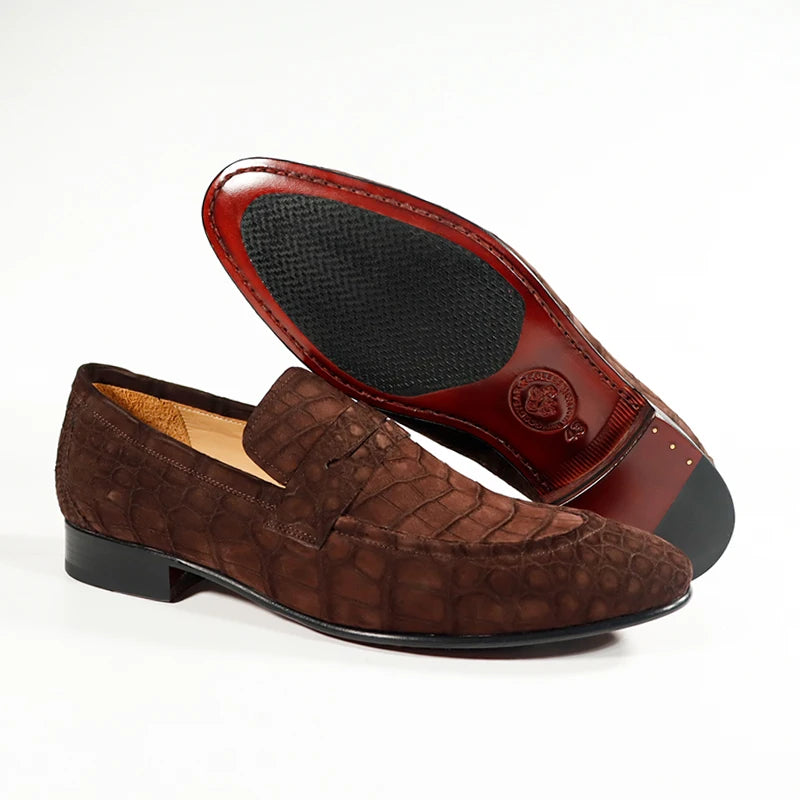 Goodyear Nubuck Genuine Crocodile Leather Men Casual Shoes Alligator Custom Loafer Shoes for Men Luxury Top Grade Shoes Men