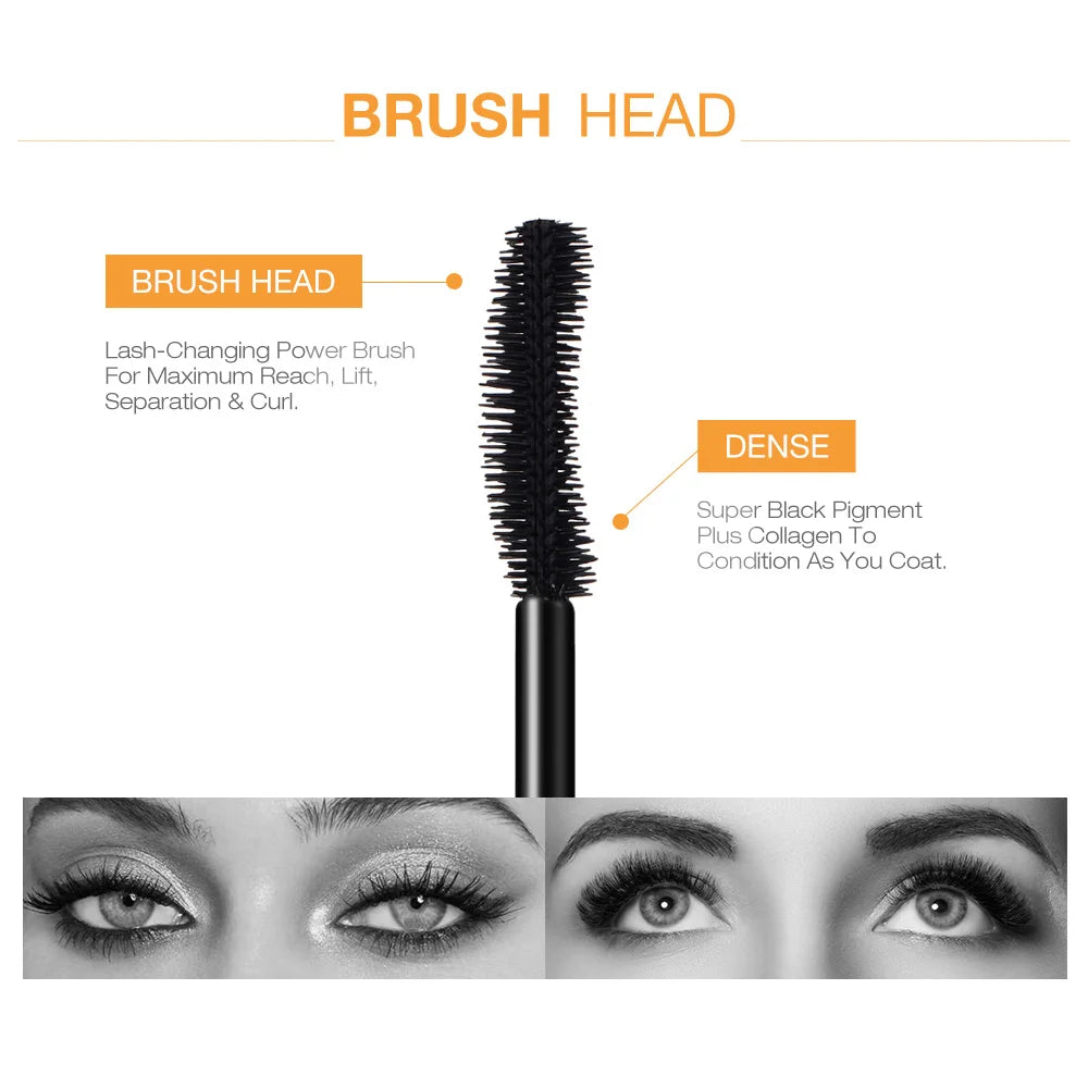 O.TWO.O 3D black lengthening mascara wand with dense brush bristles for lift, separation, and volume for defined lashes.