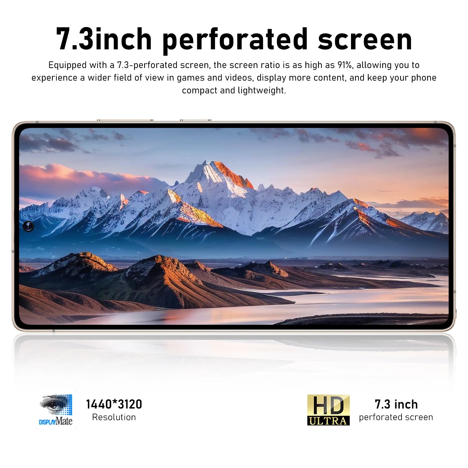 Tidesmit S26 Ultra smartphone featuring 7.3 inch screen, 108MP camera, and 22GB RAM for high-performance 5G use.