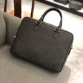 Luxury Hand-Woven Genuine Leather Briefcase Men Business Executive Laptop Bag 14 Inch Top Layer Cowhide Office Travel Handbag