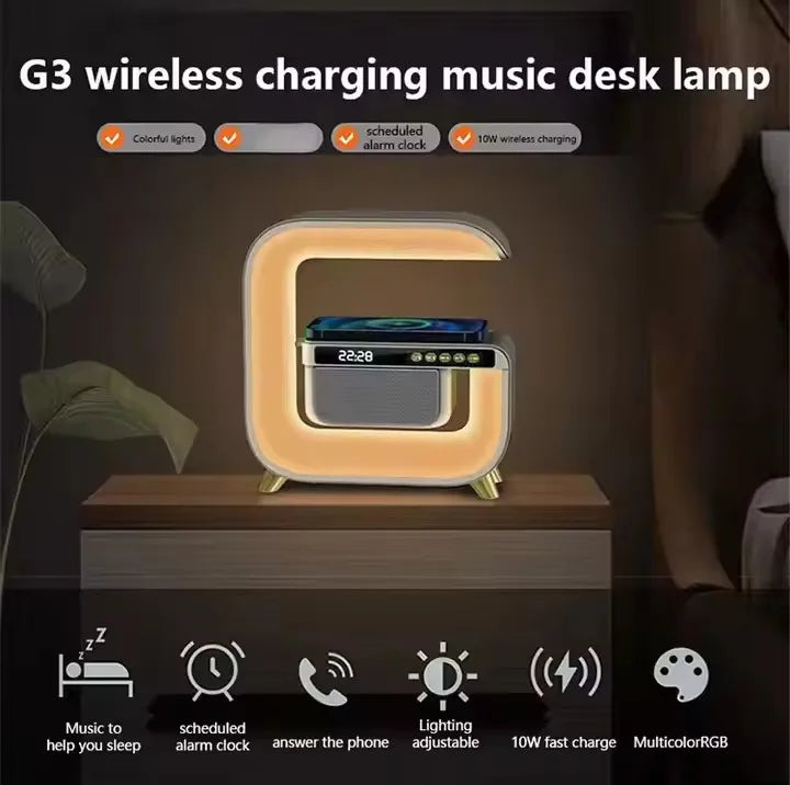 G3 Mini Wireless Charging RGB LED Night Light Alarm Clock Multifunctional Audio for Computer and Mobile Phone Use for Home Tidesmit