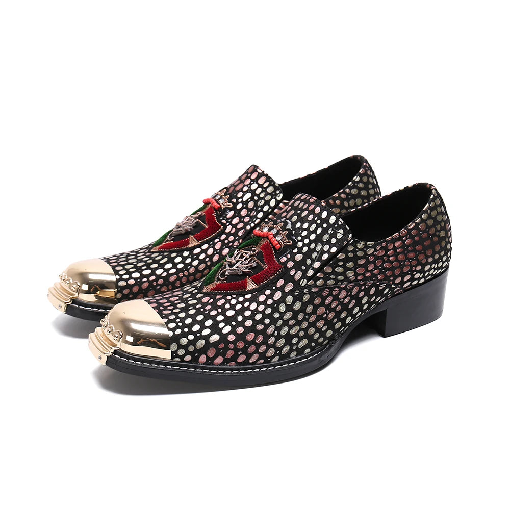 NA238 Business Men Shoes High Quality Genuine Leather  Shoes Gold New Soft Comfortable Breathable Square Heel Men Shoes