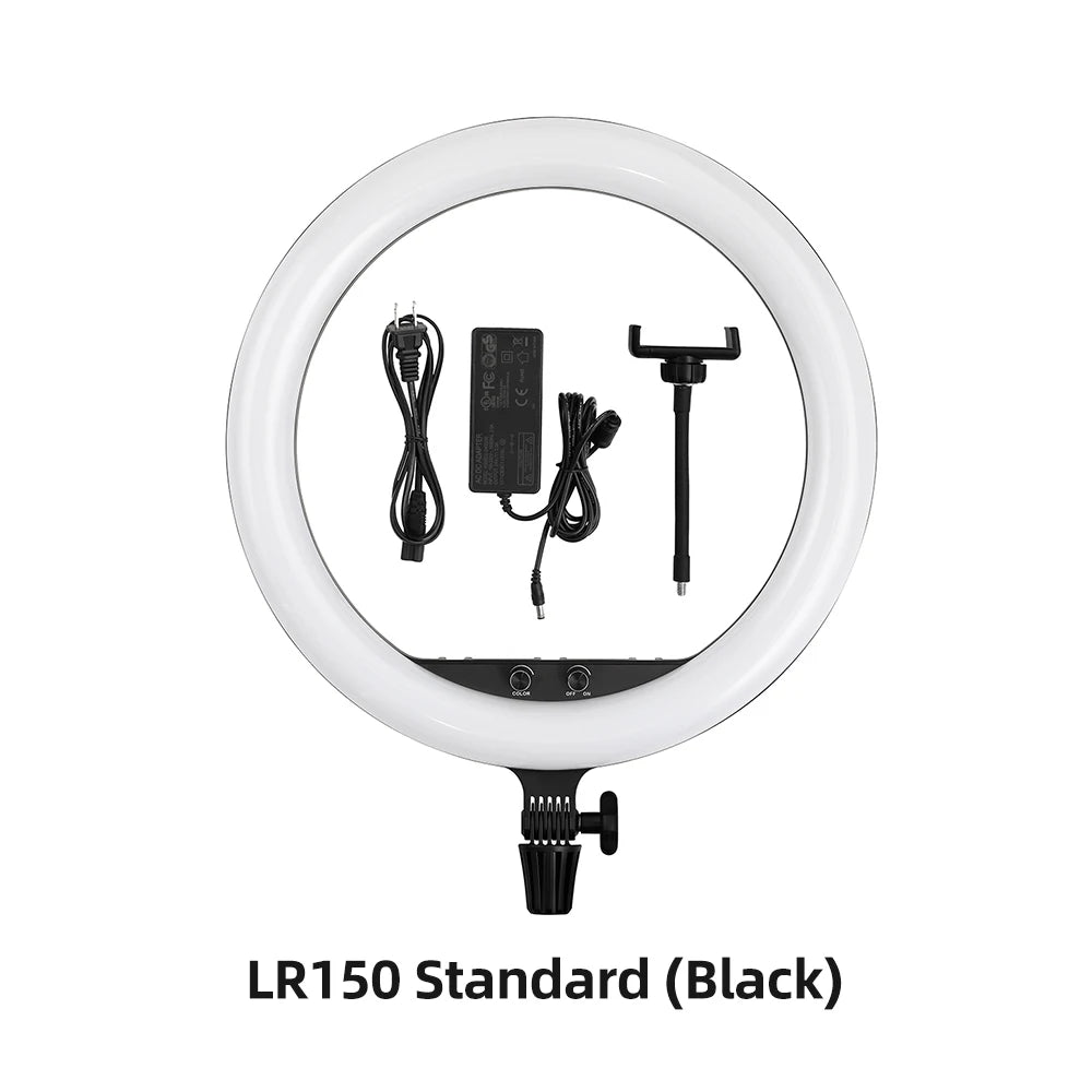 LED Ring Light with Adjustable Color Temperature for Video and Makeup LR150 Black China Mainland Tidesmit