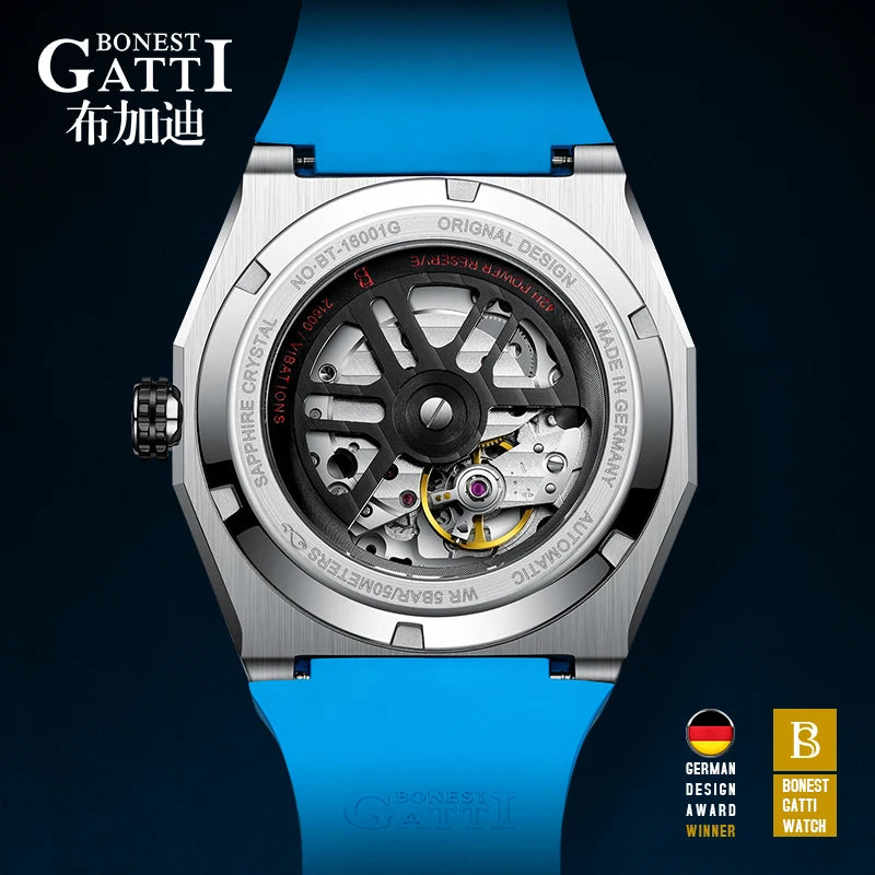 BONEST GATTI  Hot Sale Japan Citizen Movement Men Fashion Sport Automatic Mechanical Watch