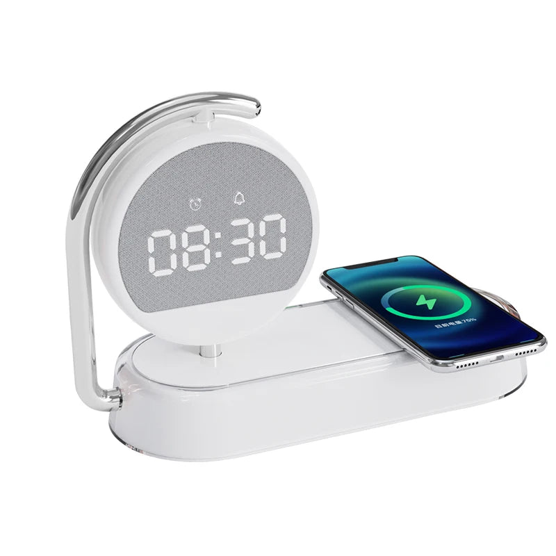2025 Trending Multifunction 3 in 1 Type-C Alarm Clock Phone Charging Wireless Charger with Adjustable Night Light Tidesmit