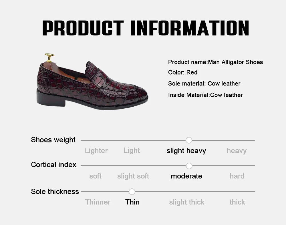 Popular Design Mens Loafer Shoes Stylish Luxury Men's Leather Shoes Top Quality Genuine Crocodile Leather Goodyear Men's Shoes