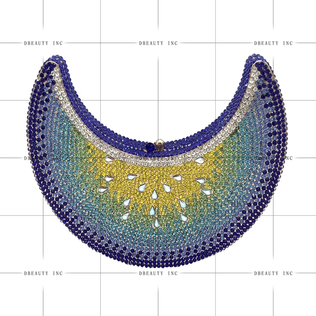 Moon Shape Rhinestone Classic Fashion Luxury Evening Clutch Women's Elegant Unique Shoulder Handbag Purse for Wedding