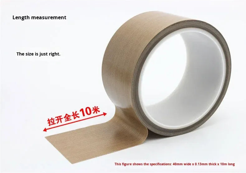 Brown insulation tape roll with extended strip end for size reference