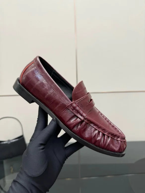 Women's Genuine Leather Loafers Ruched Backless Mules Comfortable Flat Slip-ons Soft Casual Walking Shoes Spring Slides