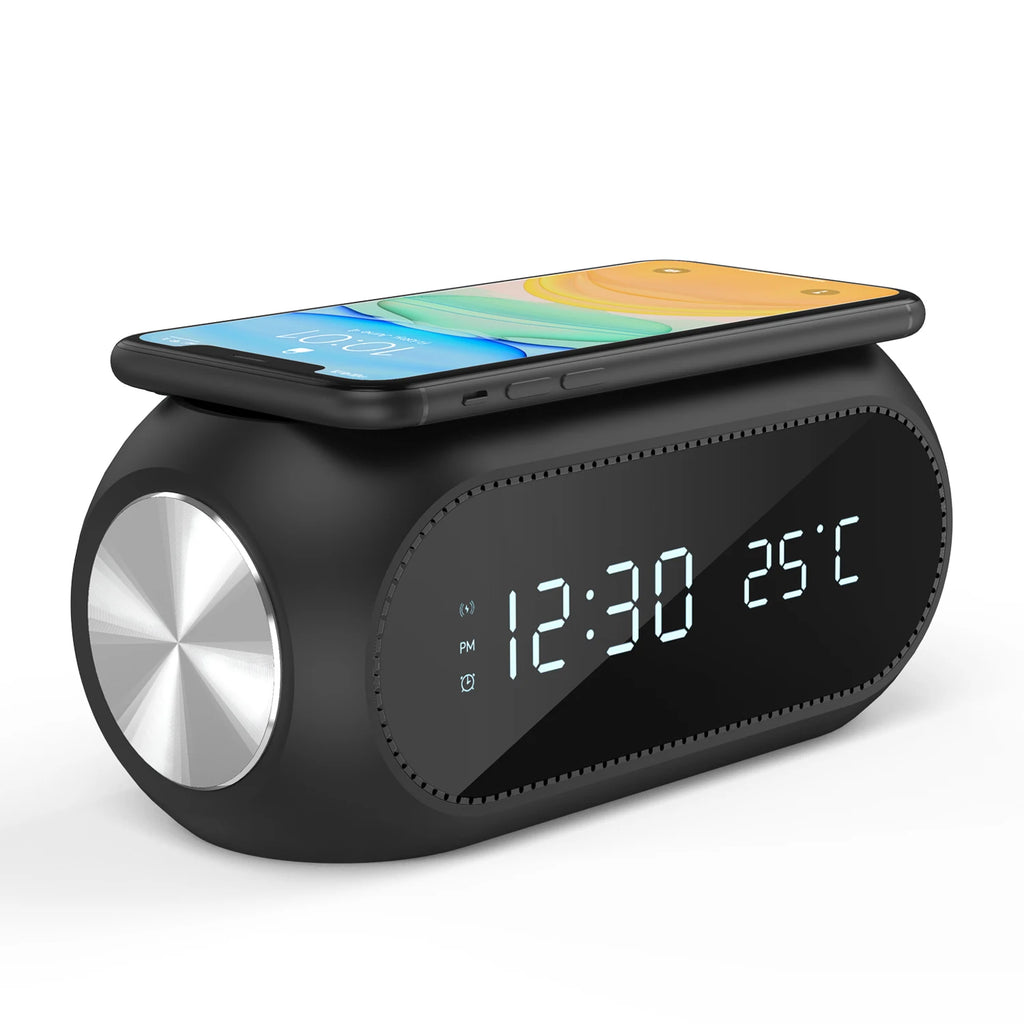 Power bank charger-15W Fast Charging Led Temperature Display Digital Alarm Clock Hot Selling Product Wireless Charger Mobile Phone CE FCC ROHS Tidesmit