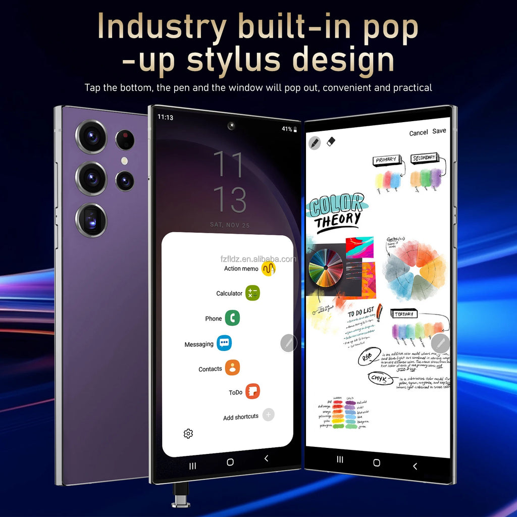 Tidesmit S24 Ultra 7.3 inch 5G smartphone with 16GB RAM 1TB storage and 108MP camera in sleek modern finish.
