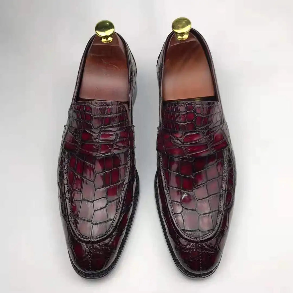 Popular Design Mens Loafer Shoes Stylish Luxury Men's Leather Shoes Top Quality Genuine Crocodile Leather Goodyear Men's Shoes