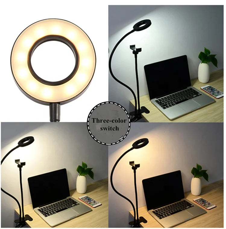 Factory Hot Sales USB Mobile Phone Led Selfie Ring Light 2 in 1 Led Selfie Desk Lamp with Clamp Tidesmit