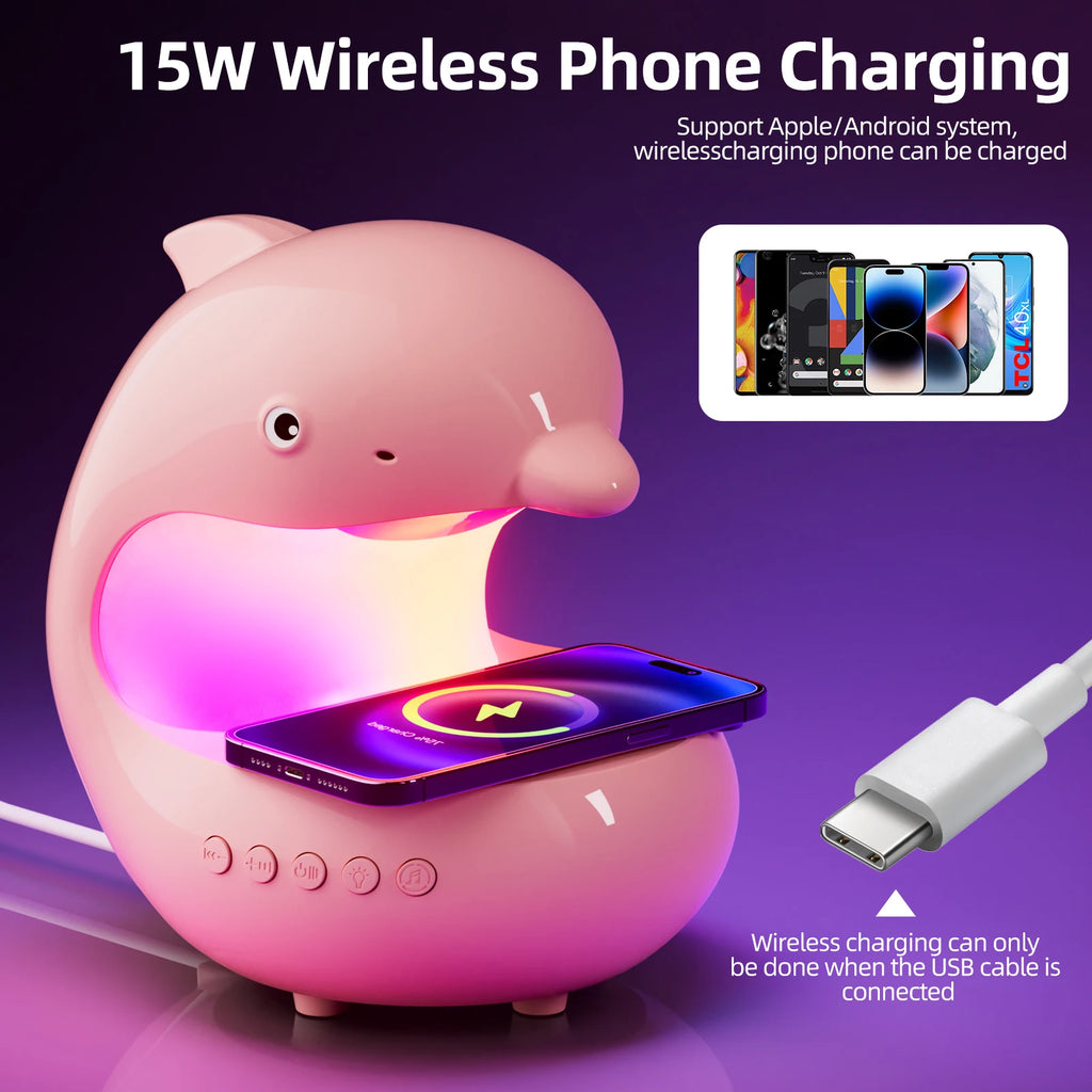Wireless Charging Phone Music Light Smart Home Decor Desk Lamp RGB Table Lamp USB LED Living Room Bedroom Bedside Night Light Tidesmit