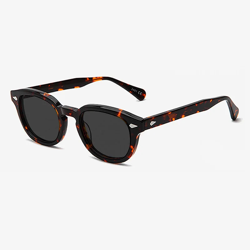 Unisex Handmade Acetate Sunglasses Custom Logo Stylish Round Luxury Vintage Classic Sunglasses in Black Frames