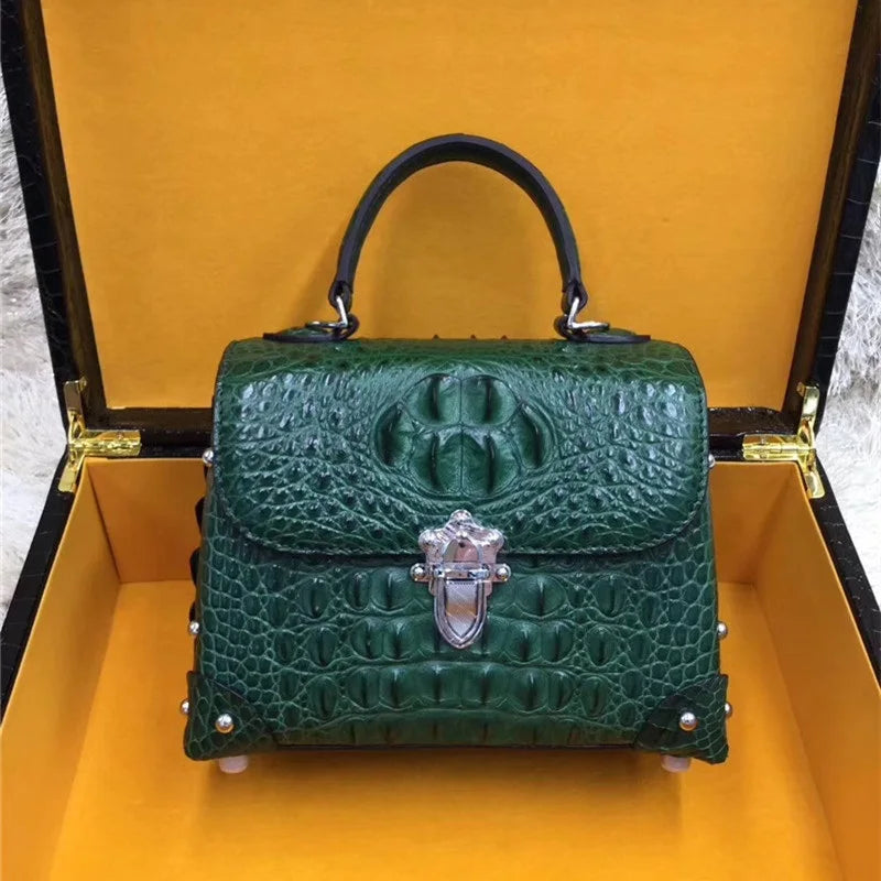 Authentic Exotic Crocodile Skin Women's Small White Purse Genuine Real Alligator Leather Lady Handbag Female Cross Shoulder Bag