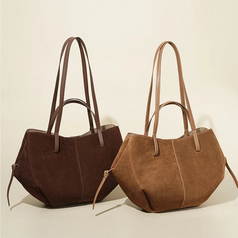 Tote Bag Manufacturer Custom OEM Ladies Luxury Designer Large Capacity Suede Genuine Leather Women Handbag Shoulder Tote Bag