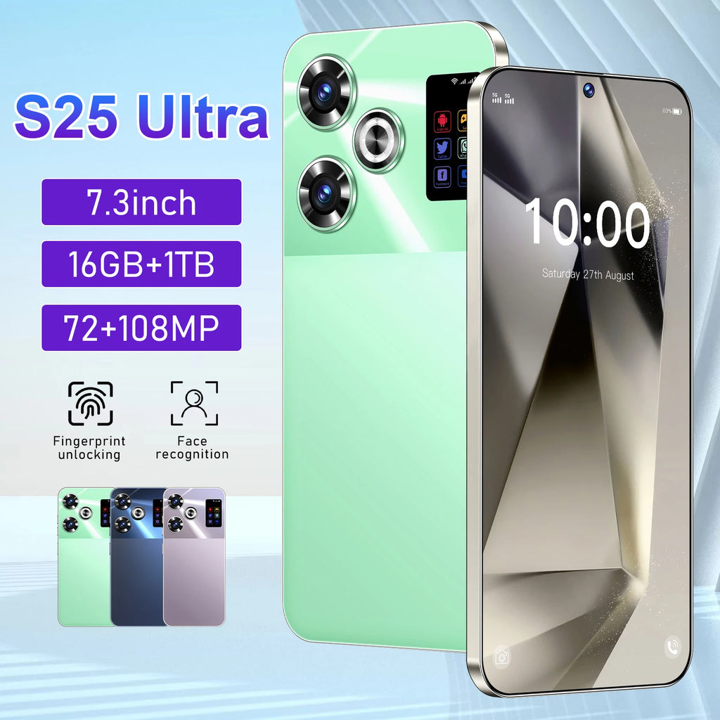 S25 Ultra 5G Smartphone - 1TB Storage, 108MP Camera, 7.3-inch Display Green 16g 1TB Tidesmit