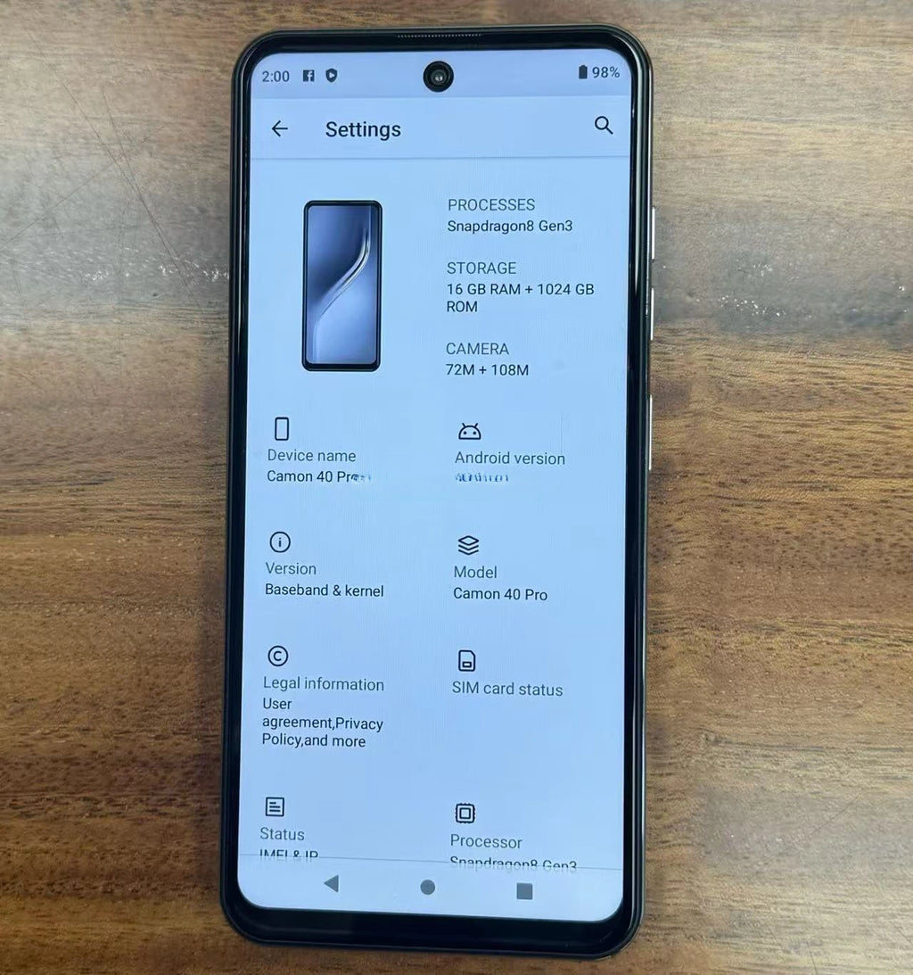Techno C40 Pro 5G smartphone showing high-resolution 108MP camera lens and sleek design gallery view