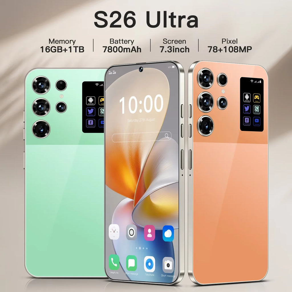 Dropshipping S26 Ultra 7.3 Inch 16GB+1TB 5G Smartphone 72+108MP HD Camera Dual Card 5G Android 14.0 Unlocked Cellphone - Tidesmit