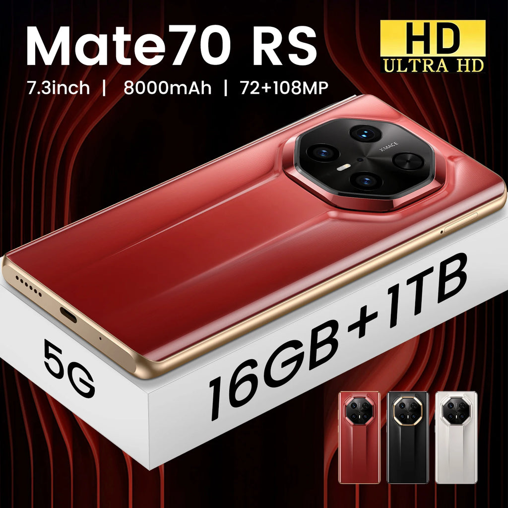 Brand New 5G for MT 70 RS Deca Core Smartphone 7.3 Inch 144Hz Curved Screen 16GB+1TB Memory 108MP Rear English Spanish - Tidesmit