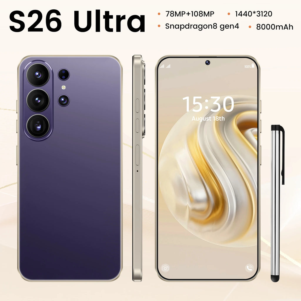 Original S26 Ultra 5G smartphone with 16GB RAM and 1TB storage showing high-definition screen display, gallery view 4