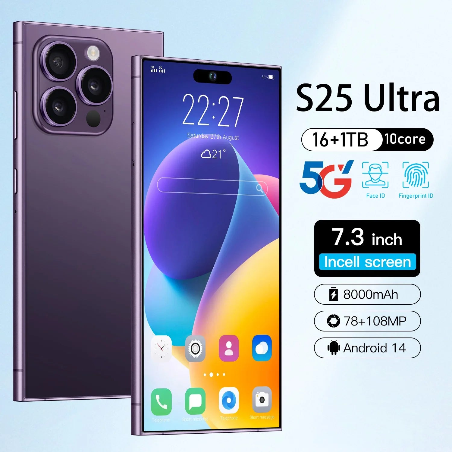 Mobile Phone Built-in Pen S25Ultra Eight-core 4G7.3-inch 20 Million Pixel 3 64  Hot 0TG
