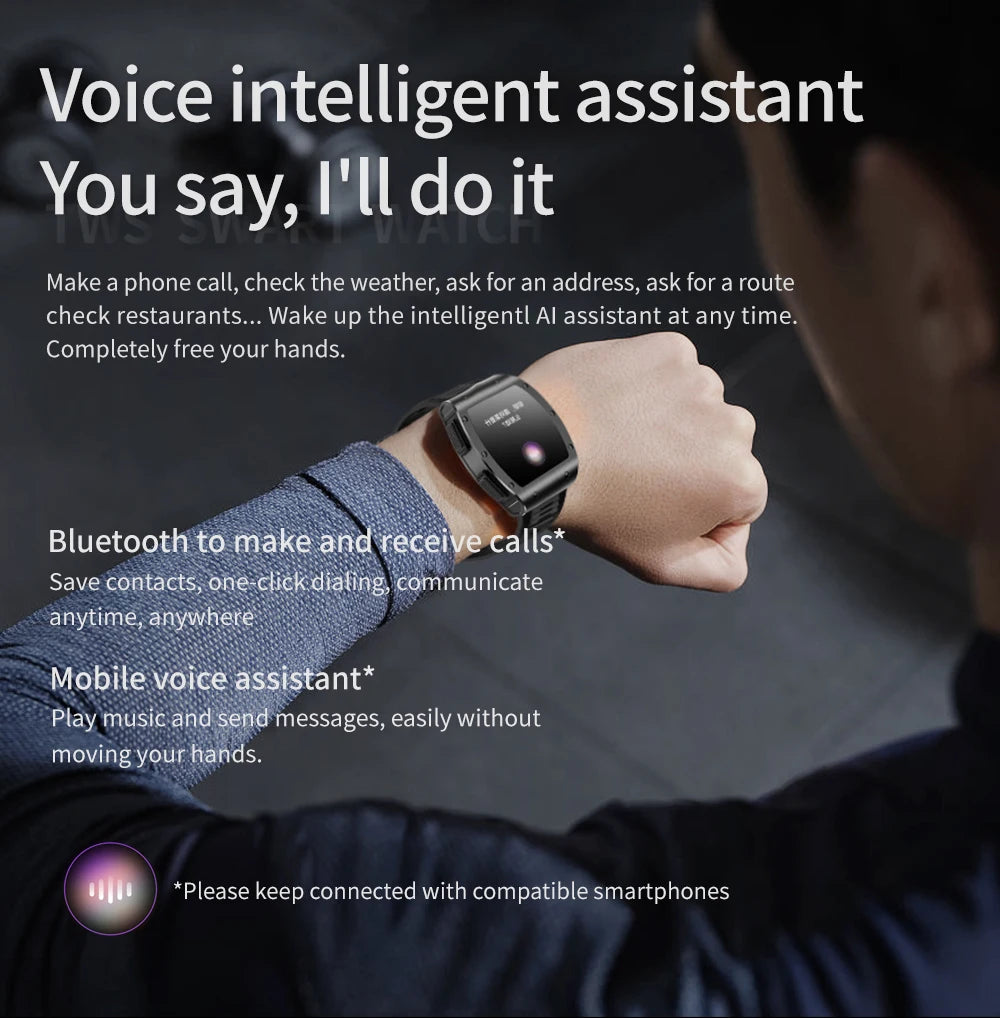 Jm09 2-in-1 TWS Smart Watch Wireless Earphones IP67 Waterproof Blood Oxygen Monitor Compass for Men's Sports Smartwatch Earbuds Tidesmit