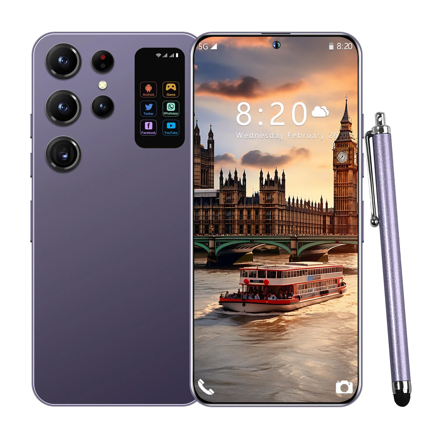 S25 Ultra 5G Smartphone 1TB 16GB RAM 7.3-Inch OLED Display Purple 16g 1TB Tidesmit