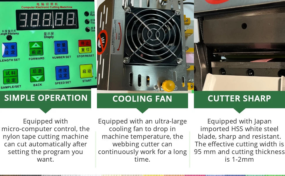 Automatic Fabric Cloth Nylon Roll Pvc Polyester Webbing Strap Belt Elastic Label Stain Tape Ribbon Cutter Cutting Machine