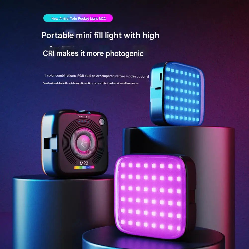 Portable Rechargeable LED Ring Light for Vlog Shooting Full-Color Magnetic Fill-In Selfie Phone Lighting Camera Lights Tidesmit