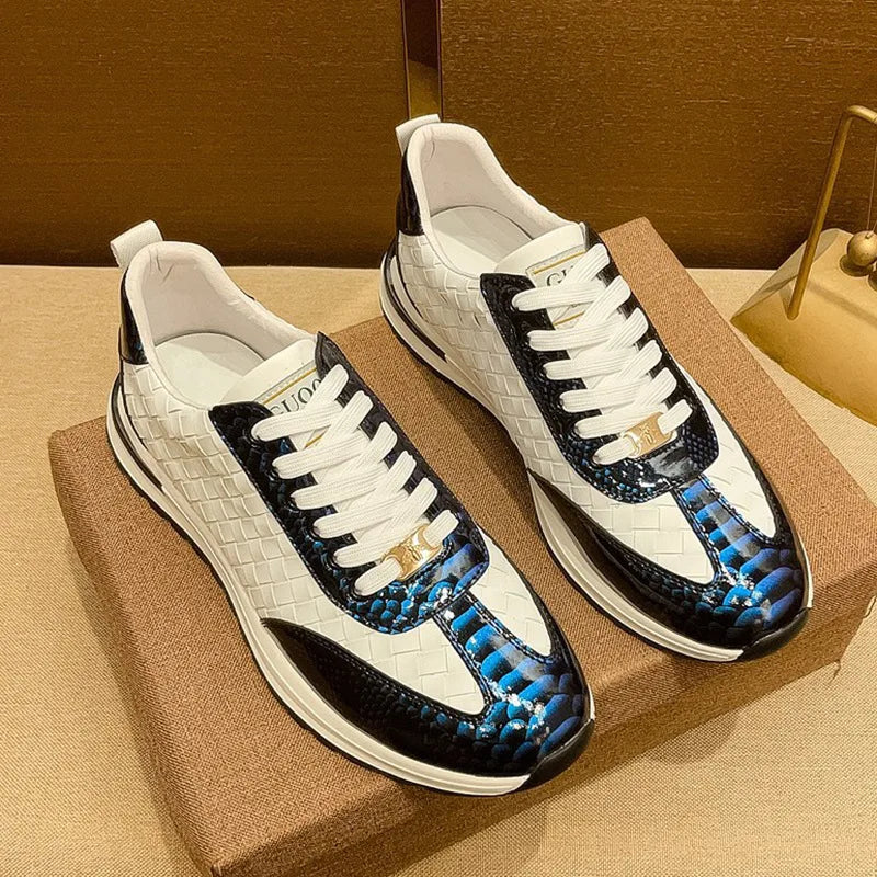 Luxury Sneakers Men's Fashion Leather Printed Bee Outdoor Casual Shoes Comfortable Men's Running Shoes