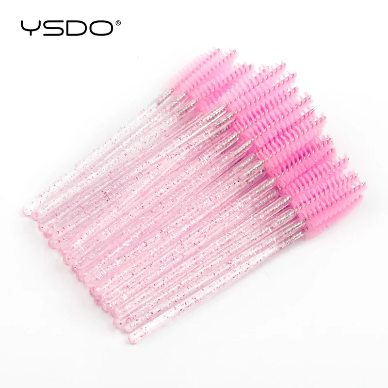 5/50 Pcs Eyelash Brushes False Eye Lashes Extension Tools Eyebrow Brush Mascara Wands Applicator Spoolers Lashes Cosmetic Tool False Eyelashes Crystal Pink Tidesmit