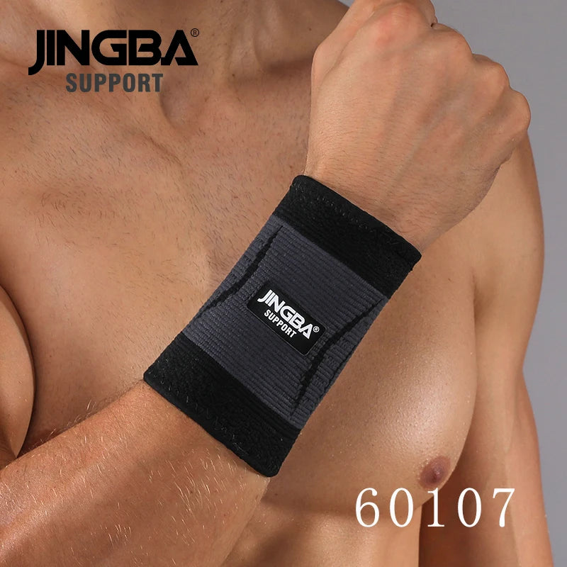 JINGBA Customized Elastic Nylon Knitting Wrist Support Wholesale Colorful Sports Wristband Brace Fitness Safety Product Black L Tidesmit