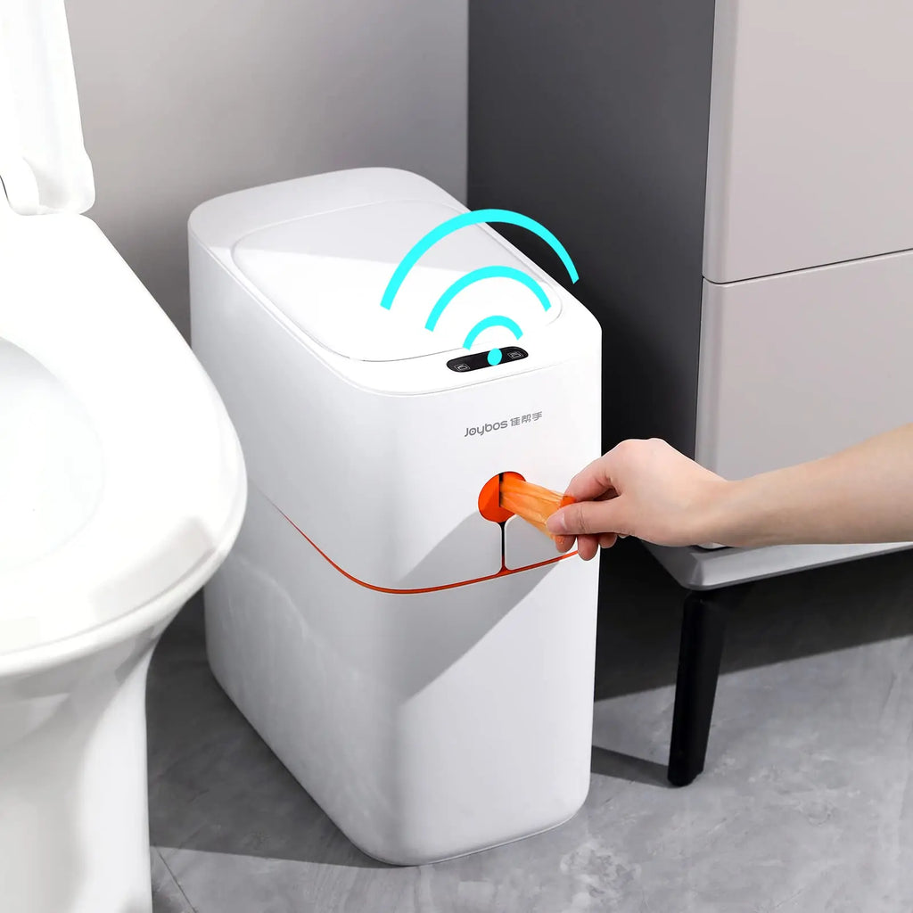 JOYBOS Smart Induction Trash Can IPX5 Waterproof Automatic Motion Sensor Trash Can for Bathroom Bedroom Home Office Odorless Tidesmit