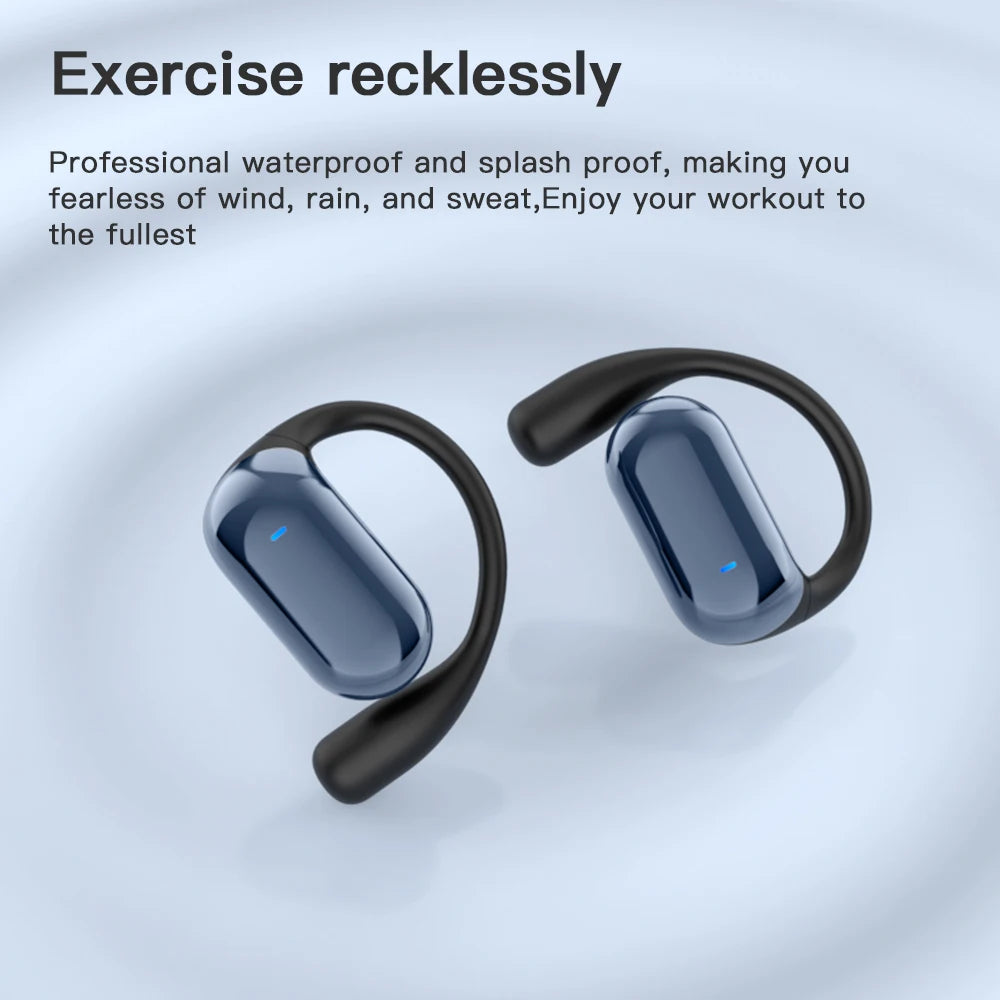 YYK-Q16s Pro OWS Open Ear Hook Wireless Earphones LCD Full Color Touch Screen Earbuds with Custom Equalizer Mode, Etc Tidesmit