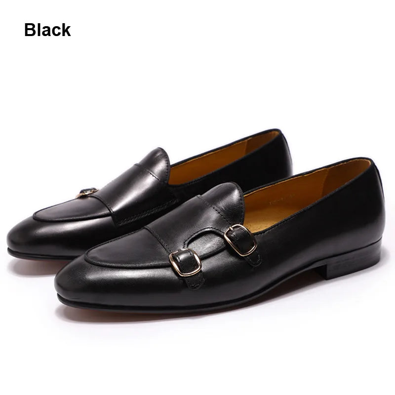 Luxury Formal Monk Strap Wedding Party Office Business Footwear Cow Leather Men Dress Shoes