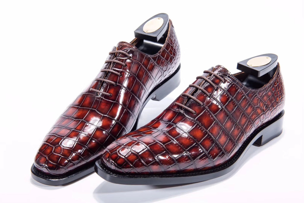 Goodyear Welt Mens Formal Shoes Luxury Customize Dress Shoes Men Leather Laces Genuine Crocodile Leather Wedding Shoes for Men