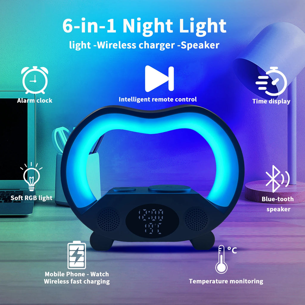 Power bank charger-Online Best Gadgets Multifunction Musical Light RGB Alarm Clock 10W Output Power Wireless Speakers with Lamp Tidesmit