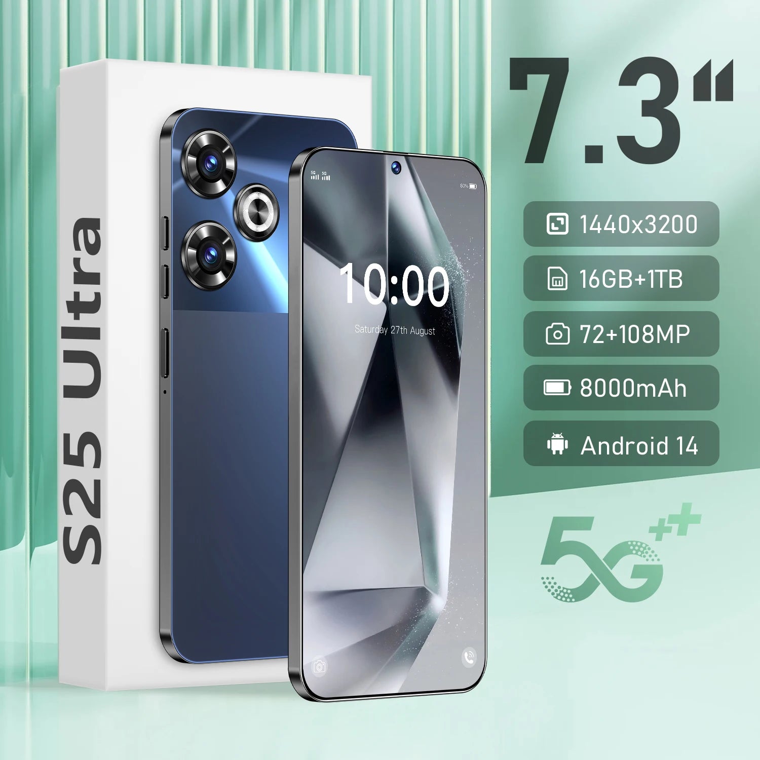 S25 Ultra 5G Smartphone 1TB 16GB RAM AMOLED Display - Green Tidesmit