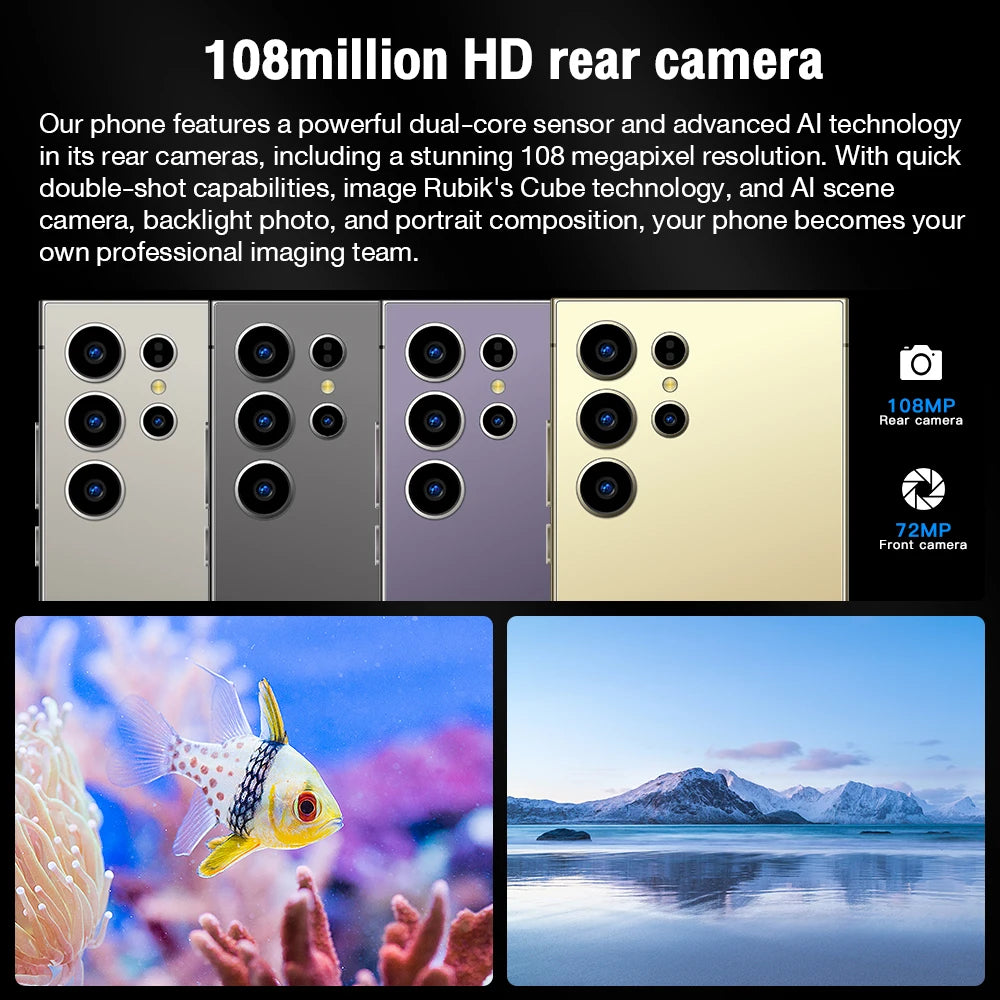 Samsun S24 ultra S Pen Android Cheap Phones 6 128G  Smart Phone 7.3 Inch Phone Fast Charging Unlock 5G WIFI - Tidesmit