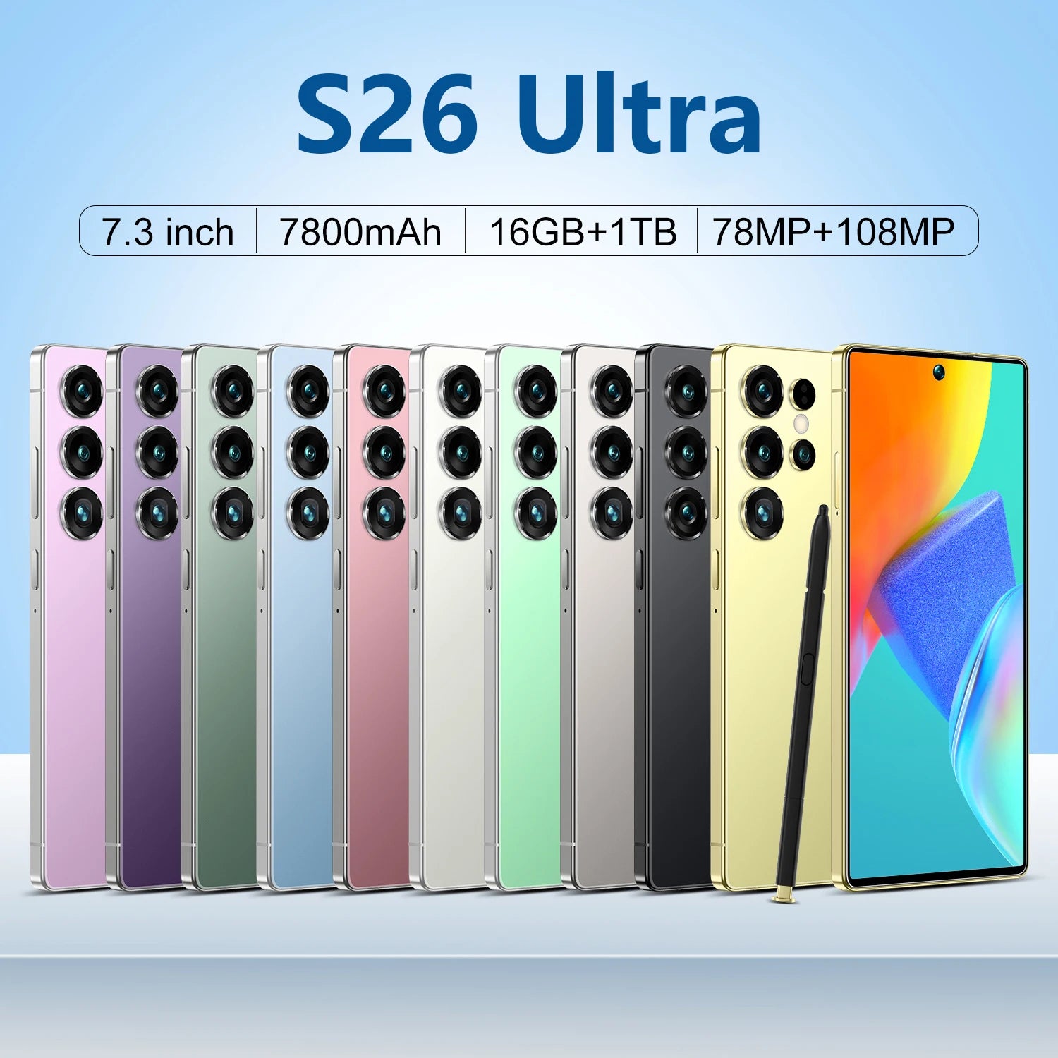 S26 Ultra 5G Smartphone: 16GB RAM, 1TB Storage, 7.3 Inch Display Tidesmit