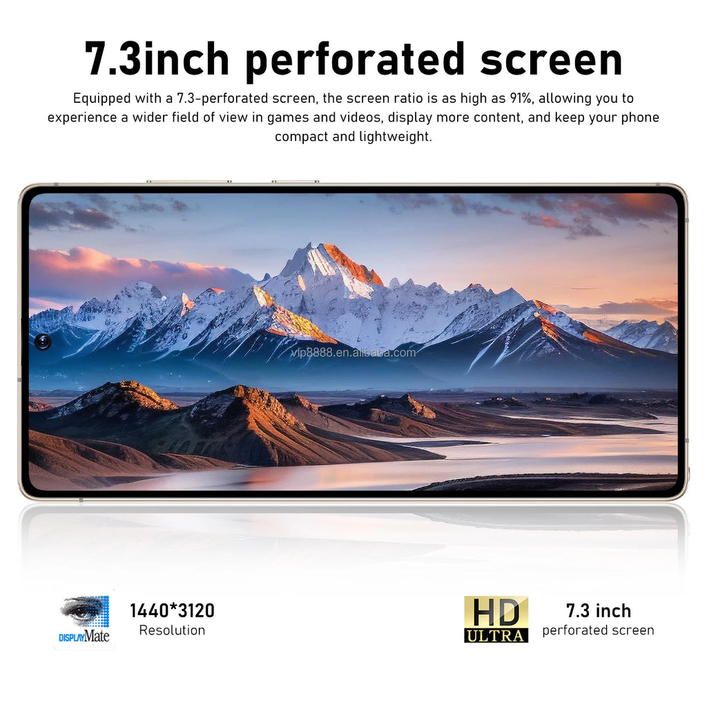 Tidesmit S26 Ultra 5G smartphone with 7.3-inch display, 22GB RAM, 2TB storage, and Android 15 in sleek finish.